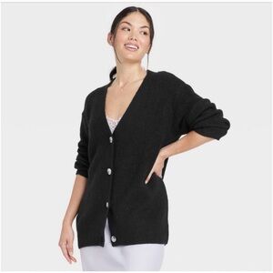 A New Day Button Front Cardigan | size Large | navy | NWT